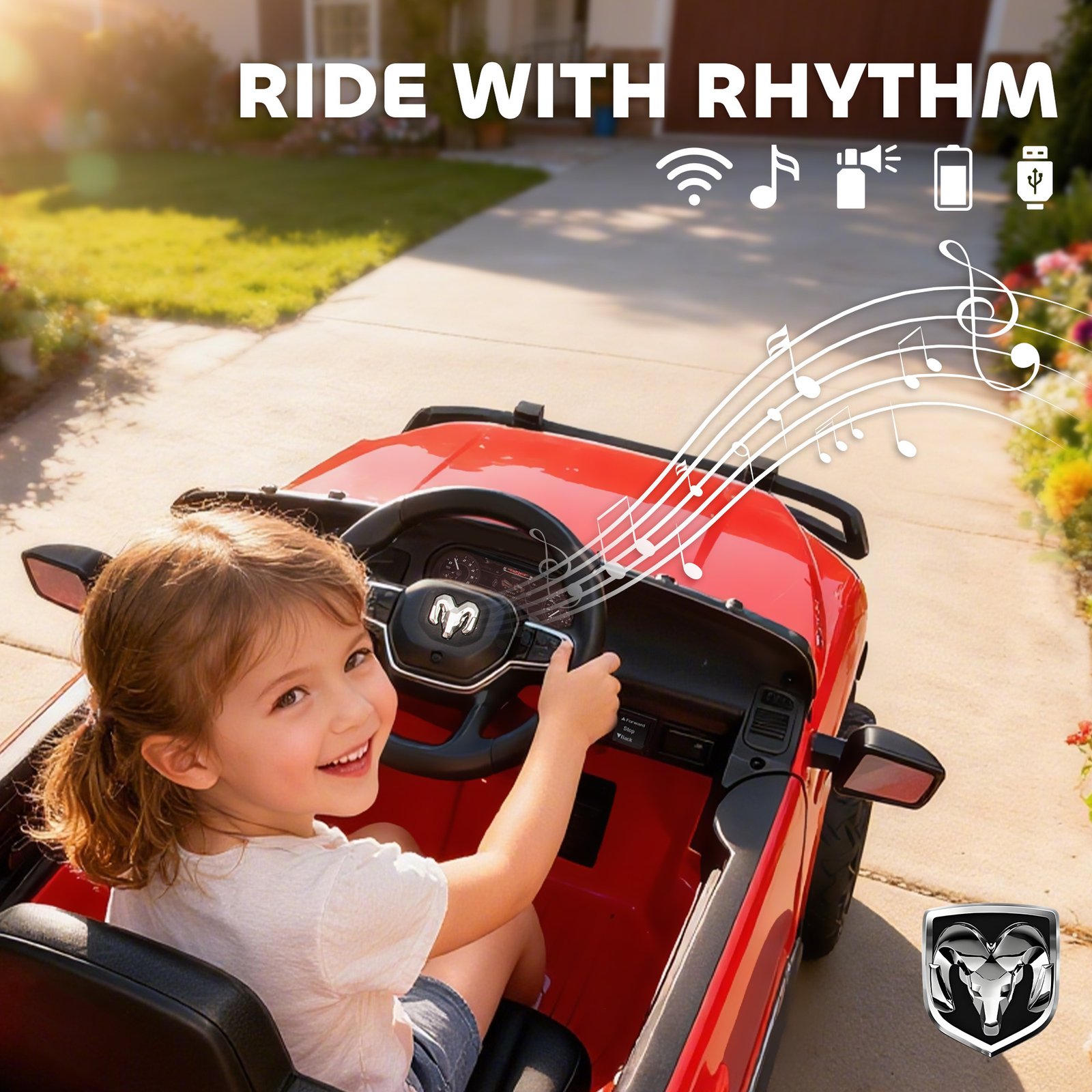Licensed Dodge RAM Kids Ride-On Truck - Image 2