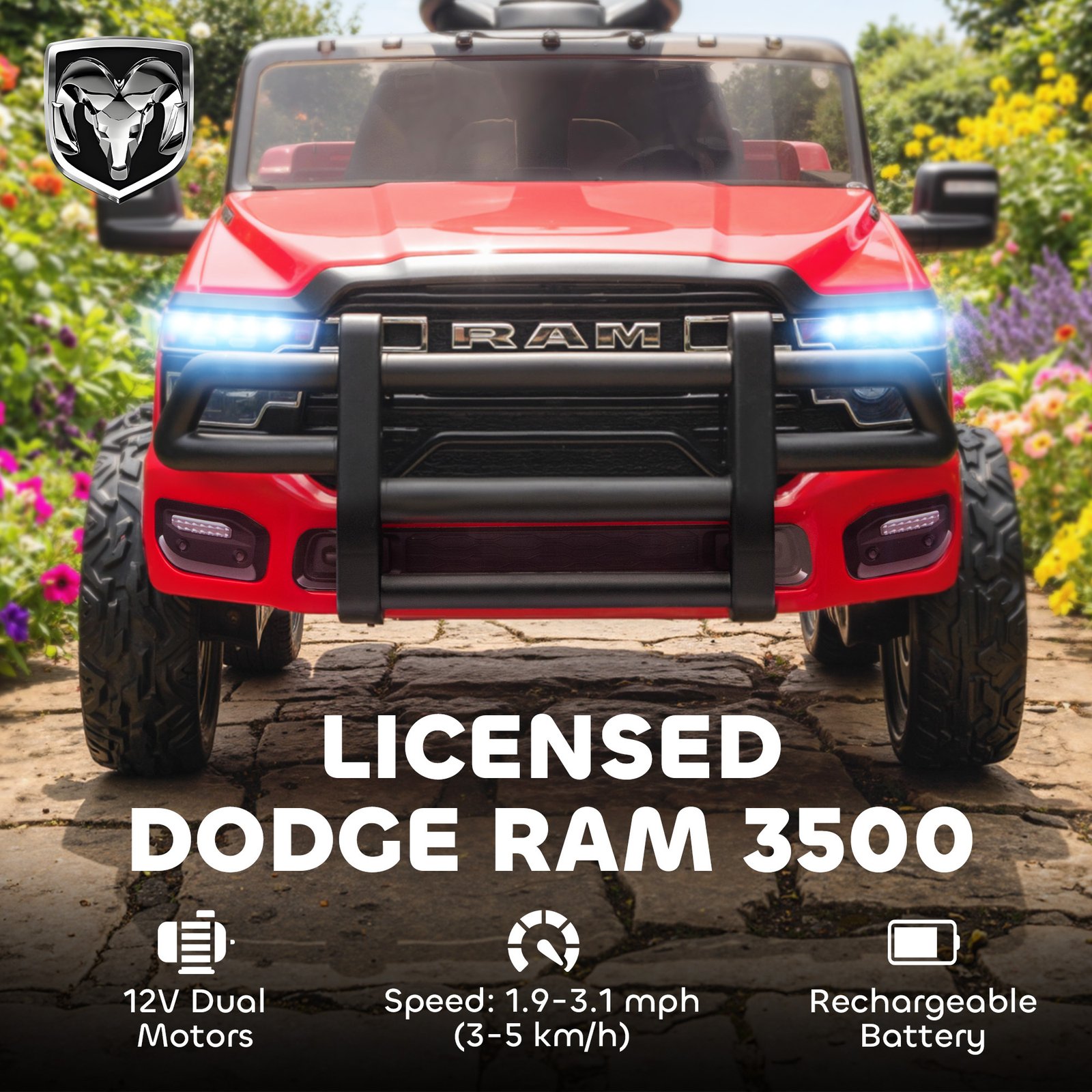 Licensed Dodge RAM Kids Ride-On Truck - Image 6