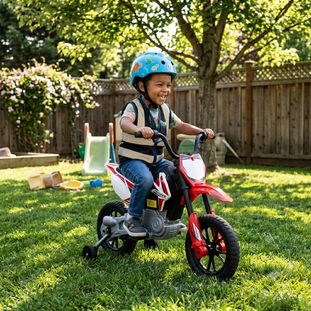 Kids Electric Motorcycle w/Training Wheels - Image 7
