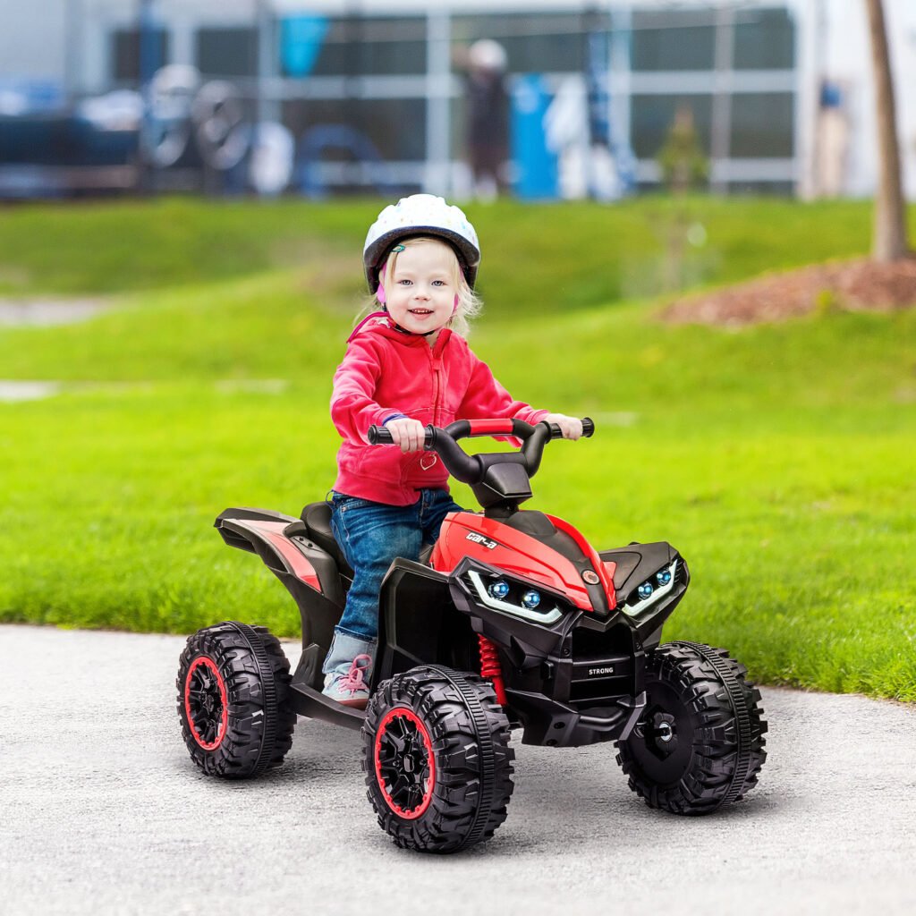 12V Kids ATV Quad Car with Forward & Backward Function, Four Wheeler for Kids with Wear-Resistant Wheels, Music, Electric Ride-on ATV for Toddlers Ages 3+ Years Old, Red
